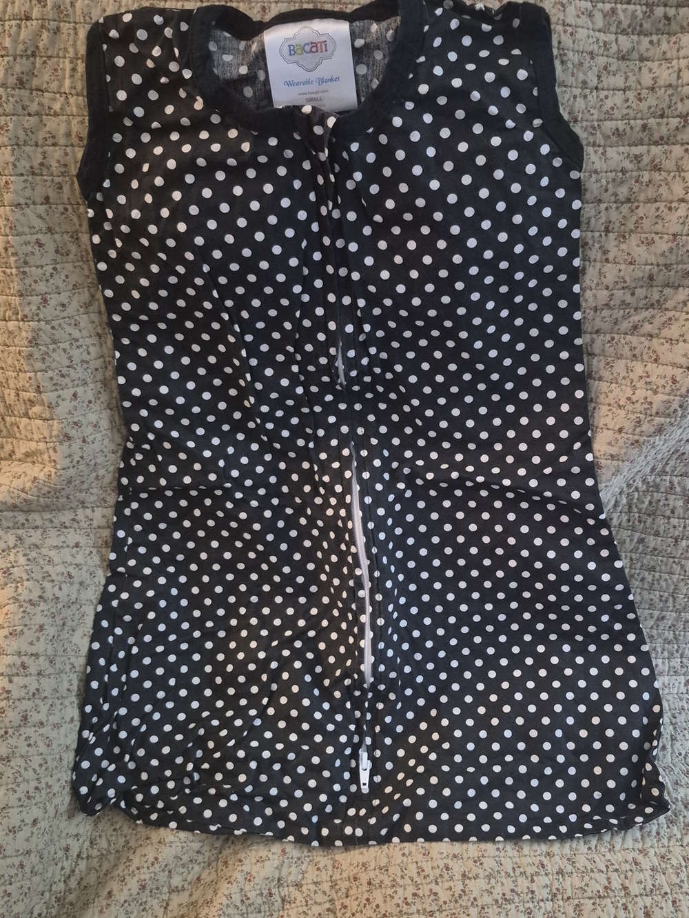 Black and White Polka Dot Baby Wearable Blanket